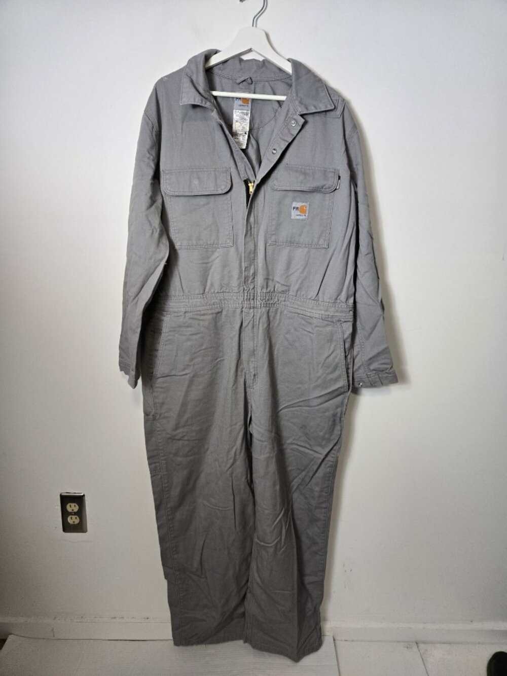 Carhartt FR Traditional Twill Coveralls Gray Men's Size 44 Pockets Utility Chore